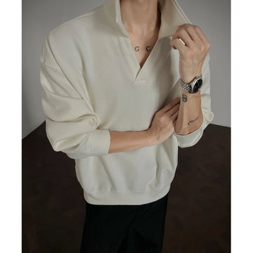 Long sleeve t Shirt men 2025 Arrival Men Polo Shirt Solid Color Casual Relaxed Fit Collar Tops Autumn Fall Fashion Mens Clothing